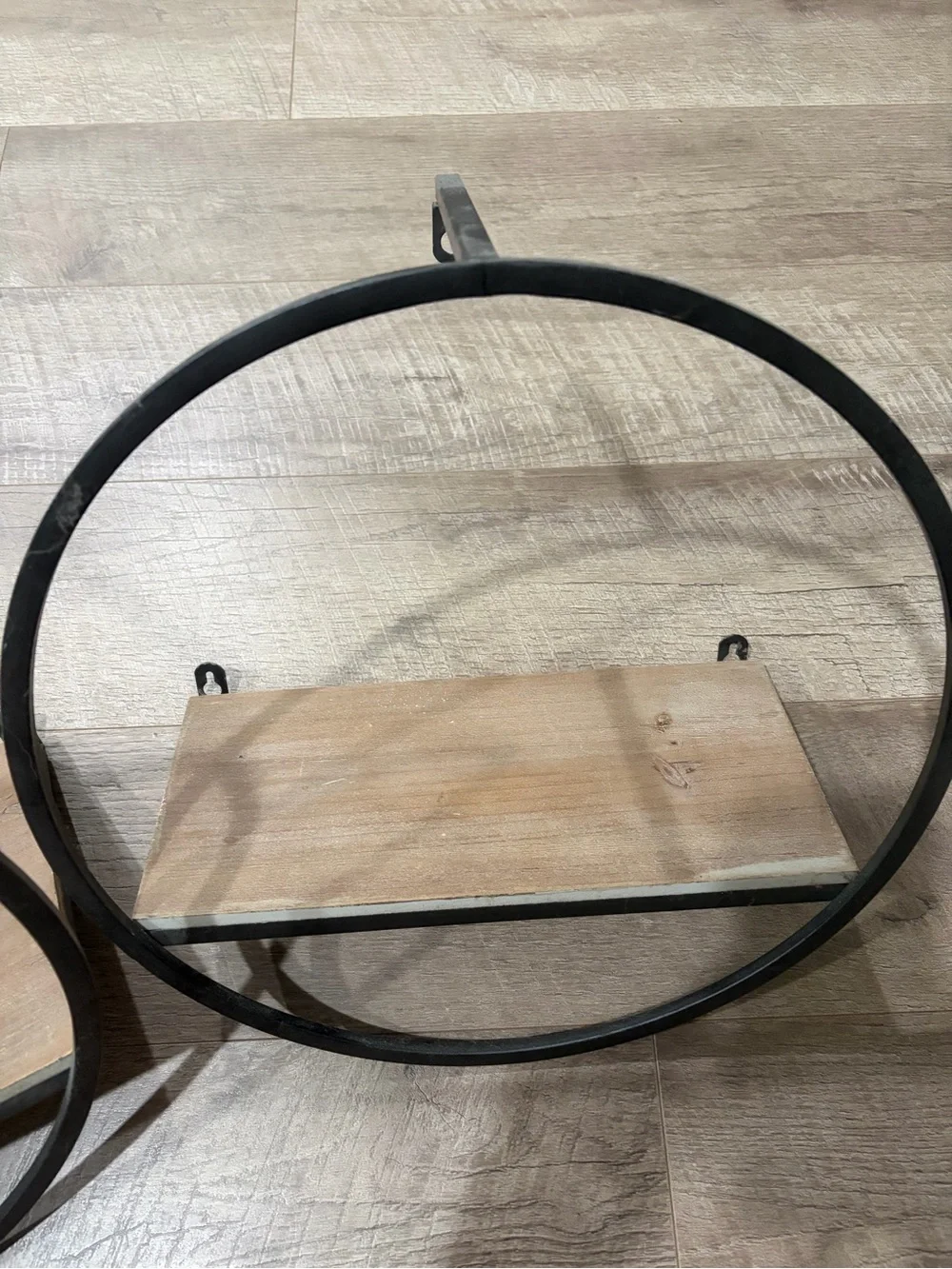 Black Metal Double Ring Wall Planter Shelf - Abrand